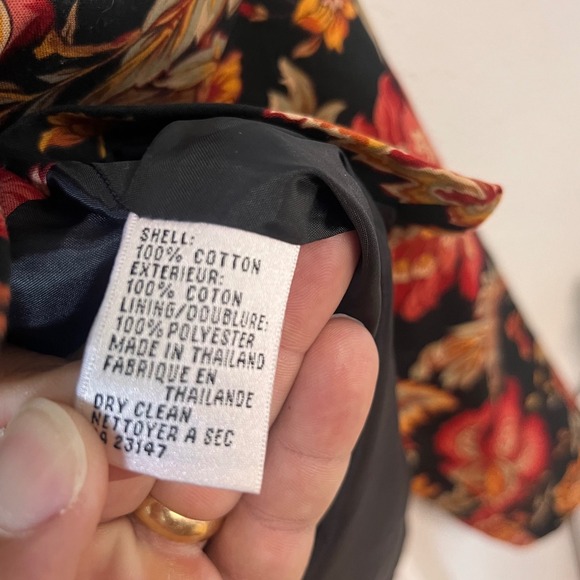 Vintage Talbots Floral Womens Blazer Jacket Size 4 Red Orange Botanical Tapestry - Picture 9 of 9